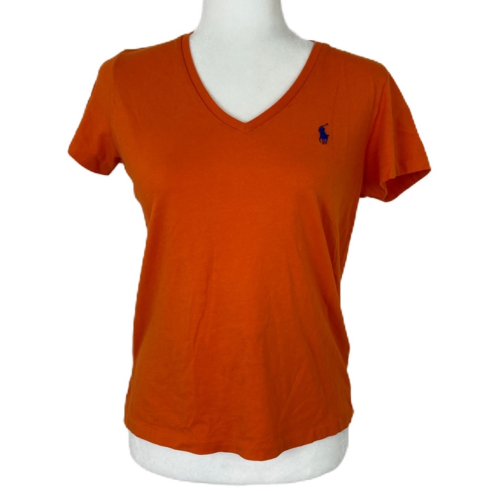 Polo Ralph Lauren womens Classic V Neck Short Sleeves bright Orange M